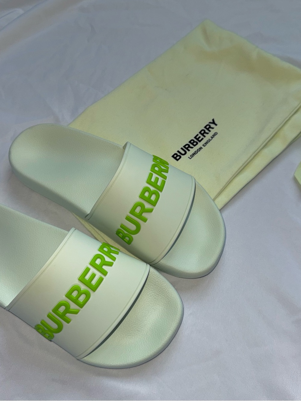 New Never Worn! Burberry Women’s Furley Logo Slides in Pistachio - Size 39 / 9
